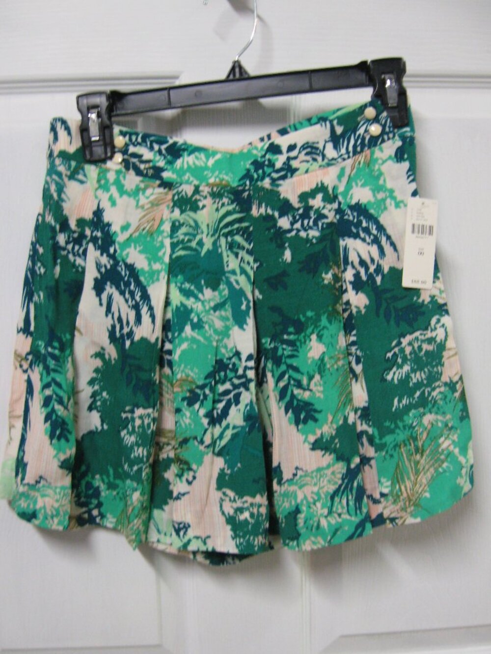 Anthropologie Elevenses Green Print Wrap Skort Size 00